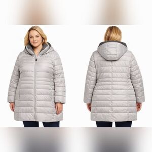 Marc New York Andrew Marc Plus Size 2X Gray Hooded Puffer Coat Full Zip Winter